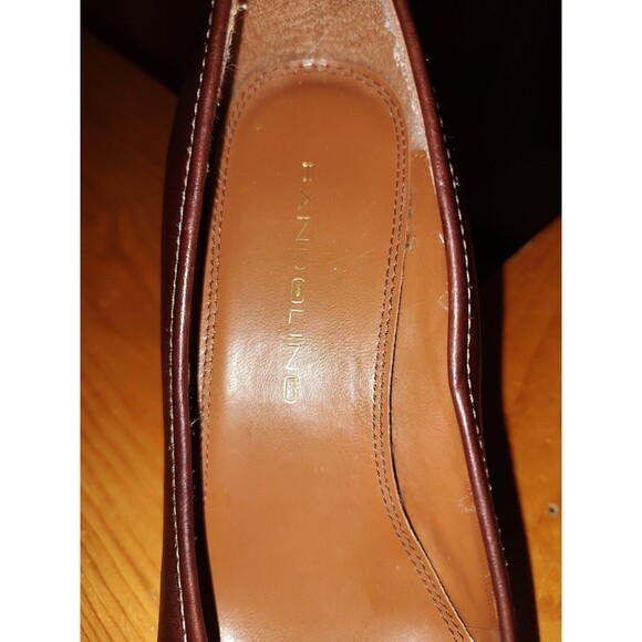 Bandolino Women's sz 7.5 Brown Leather Loafer Buckle Block Heel Shoes - Picture 6 of 10